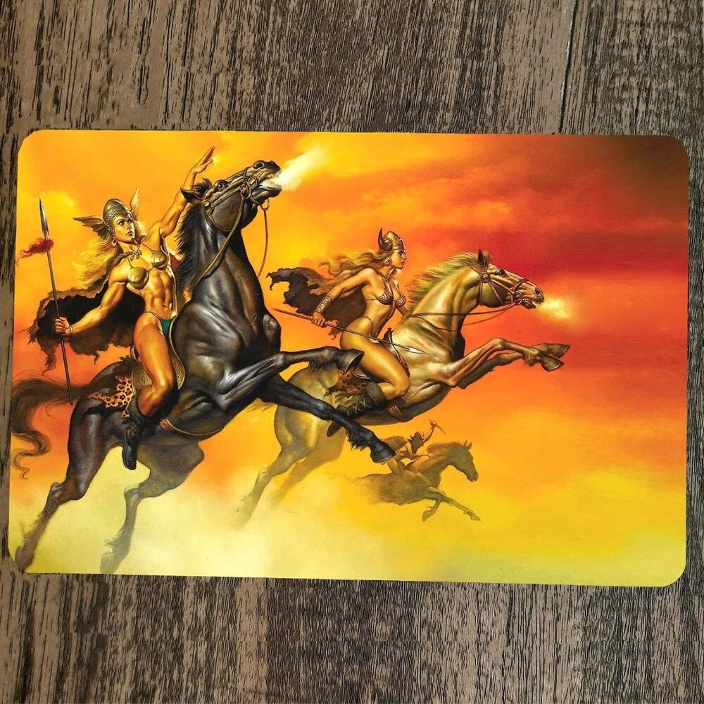 Valkyrie Women on Flying Horses 8x12 Metal‎ Wall Sign Fantasy Poster